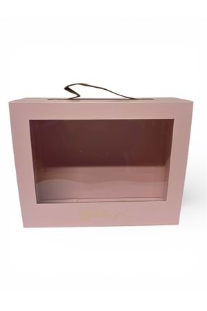 Kutu Dikdörtgen Pencereli 30*24*10 cm - Kutu Modelleri - Vitrin Kutu - Pembe