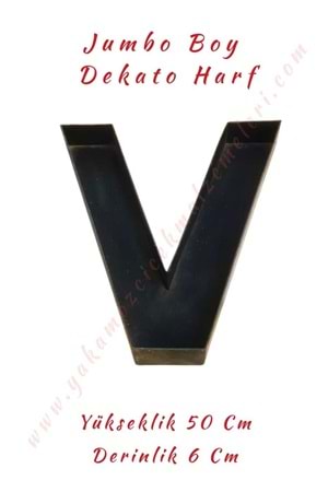 V Jumbo Boy Dekato Harf Suya Dayanıklı Kesme - Canlı Çiçek Aranjman Altlığı - V Harfi