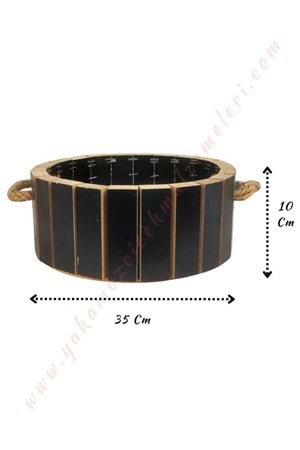 Siyah Ahşap Saksı Çap 25 Cm Yükseklik 10 Cm