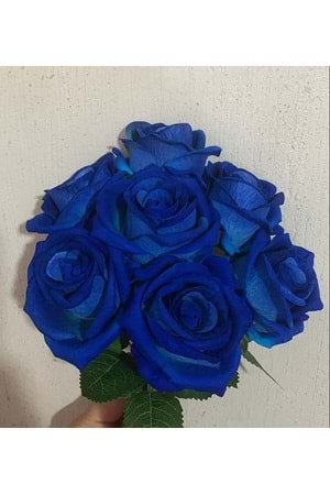 Yapay 7 Dallı Gül - Yapay - Kuru Çiçek - Yapay Çiçek - Lacivert
