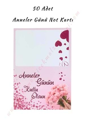 50 Adet Anneler Günü Mesaj Kartı 11*8 Cm - Pembe