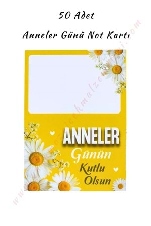 50 Adet Anneler Günü Mesaj Kartı 11*8 Cm - Sarı