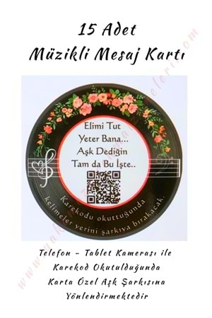 15 Adet Karekod Müzikli Mesaj Kartı 8*8 Cm - Elimi Tut Yeter Bana