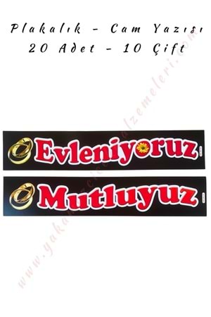 Plakalık - Cam Yazısı - Evleniyoruz - Mutluyuz - Siyah