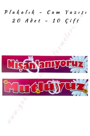 Plakalık - Cam Yazısı - Nişanlanıyoruz Mutluyuz - Kırmızı