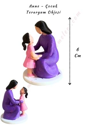 3D Baskı Teraryum Obje - Anne Çocuk - Mor - 6 Cm