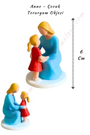 3D Baskı Teraryum Obje - Anne Çocuk - Mavi - 6 Cm