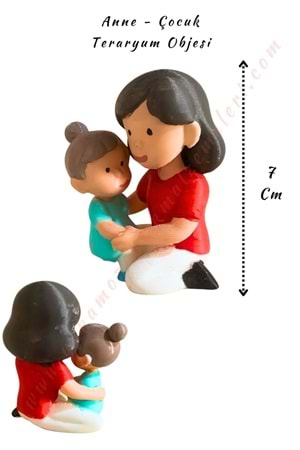 3D Baskı Teraryum Obje - Anne Çocuk - Kırmızı - 7 Cm