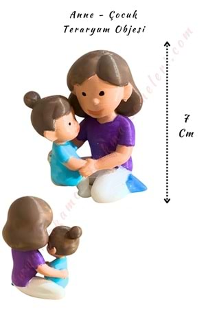 3D Baskı Teraryum Obje - Anne Çocuk - Mor - 7 Cm