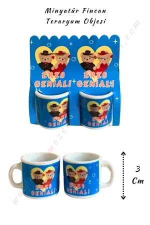 2 Adet Minyatür Fincan - Teraryum Obje - Mavi