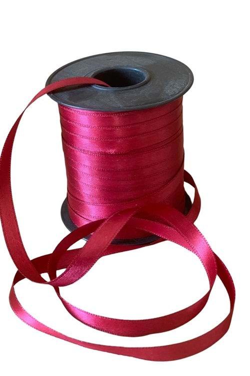 Kurdele Saten 1 Cm x 100 Metre - Kurdele Modelleri - Saten Kurdele - Bordo - 1 CM X 100 METRE