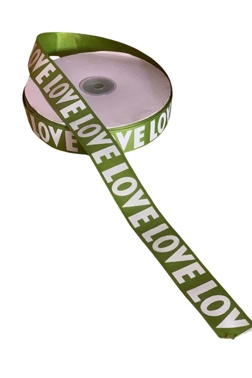 Kurdele Love Yazılı YK-698 - Kurdele Modelleri - Love Yazılı - Yeşil - 2 CM X 50 METRE