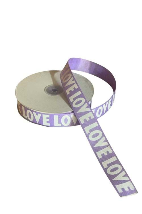 Kurdele Love Yazılı YK-698 - Kurdele Modelleri - Love Yazılı - Lila - 2 CM X 50 METRE