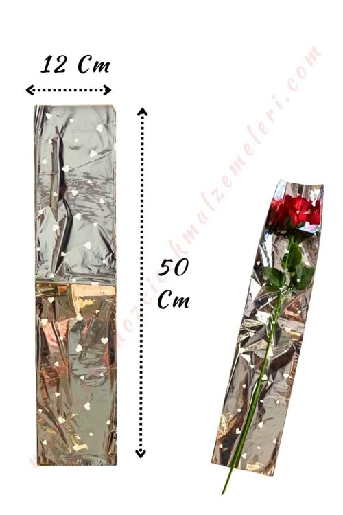 Tek Güllük Çiçek Poşeti 100 Adet 12*50 Cm - Tek Güllük - Beyaz