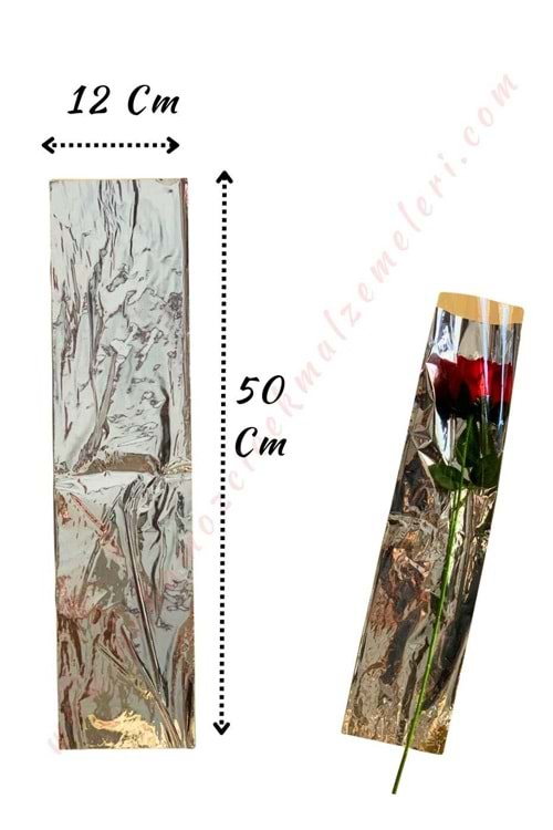 Tek Güllük Çiçek Poşeti 100 Adet 12*50 Cm - Tek Güllük - Şeffaf