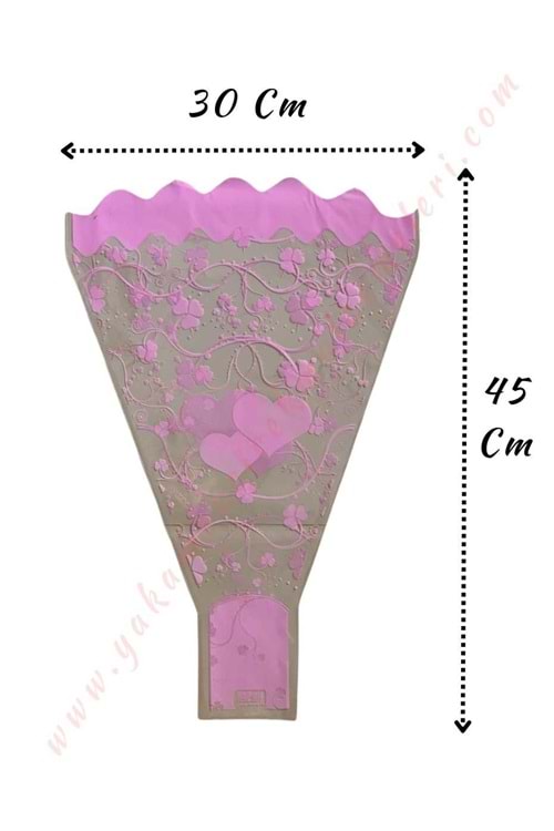 Çiçek - Buket Paketleme Poşeti Desenli Orta 100 Adet 30*45 Cm - Açık Pembe