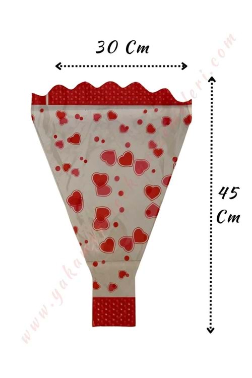 Çiçek - Buket Paketleme Poşeti Desenli Orta 100 Adet 30*45 Cm - Kırmızı