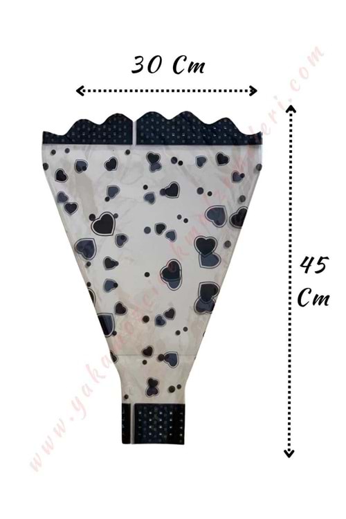 Çiçek - Buket Paketleme Poşeti Desenli Orta 100 Adet 30*45 Cm - Siyah