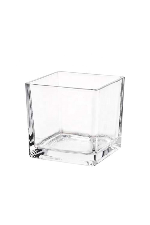 Kare Cam Vazo Küp Mumluk Saksı 8*8*8 Cm YK-181