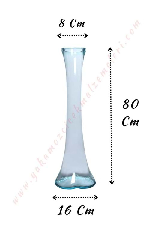 Fil Ayağı Cam Vazo Jumbo Boy 16*80 Cm Ağız Çapı 8 Cm