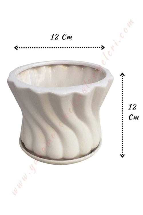 Seramik Saksı Beyaz 12*12 Cm YK-645