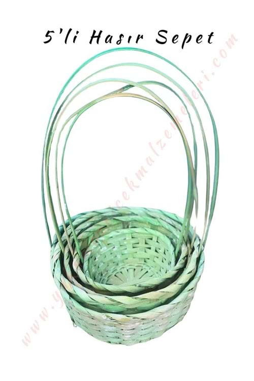 5 li Sepet Set Farklı Boylarda 5 Boy - Yeşil