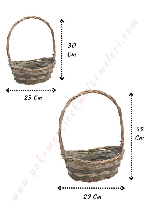 Dal ile Örülmüş 2 li Oval Sepet YK-13