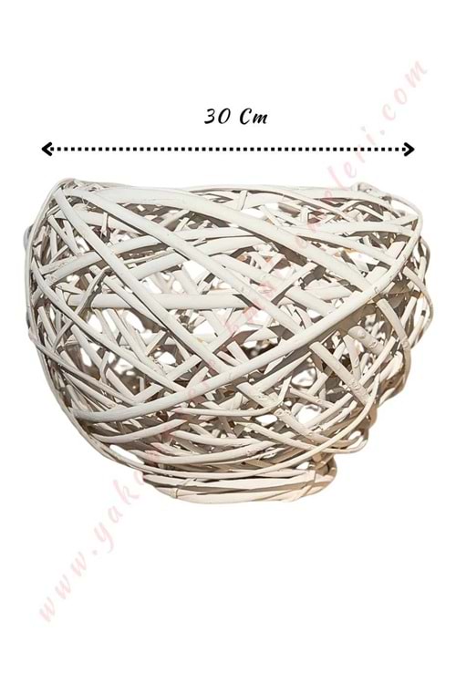 Örgü Küre Sepet Beyaz Büyük Boy Çap 30 Cm YK-42