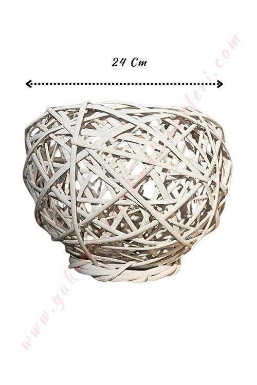 Örgü Küre Sepet Beyaz Orta Boy Çap 24 Cm YK-43