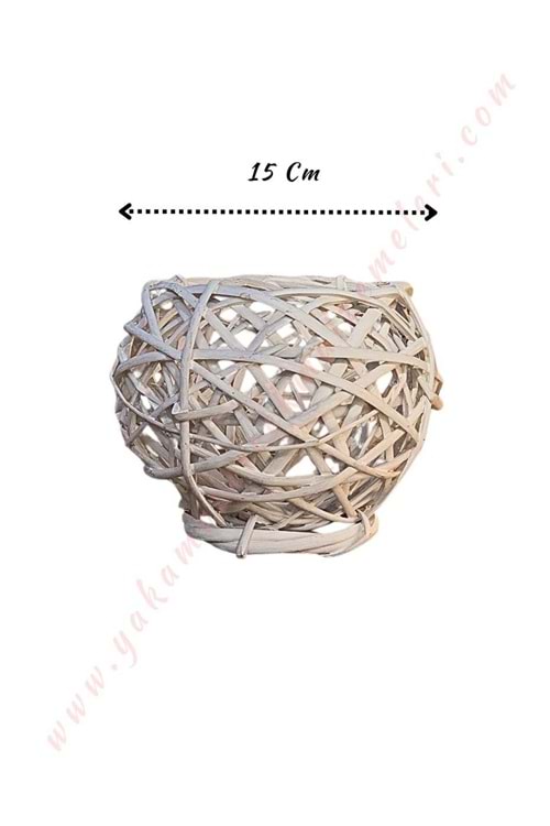 Örgü Küre Sepet Beyaz Mini Boy Çap 15 Cm YK-45 - Beyaz