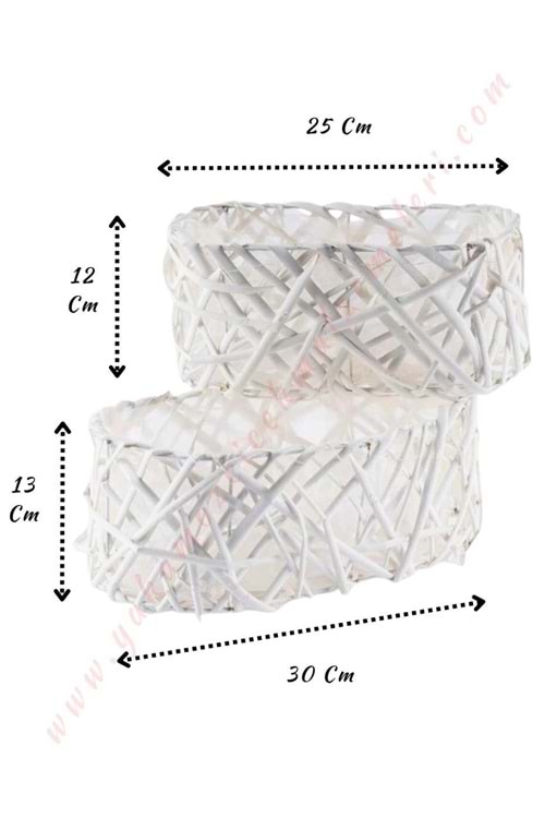2 li Örgü Oval Beyaz Sepet YK-47