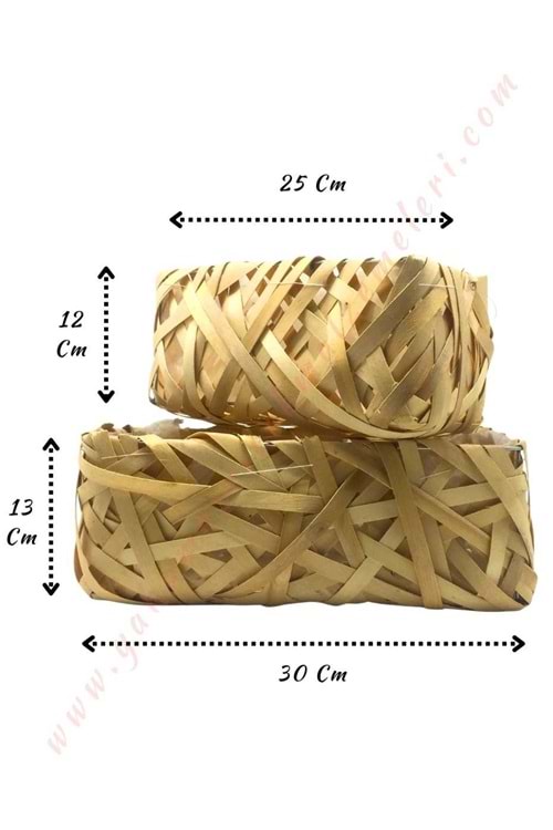 2 li Örgü Oval Açık Kahverengi Sepet YK-48