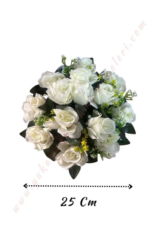 Hazır Yapay Gelin Arabası Çiçeği Çap 25 Cm YK-138 - Araba Süsleme - Hazır Araba Süsleri - Beyaz - STANDART