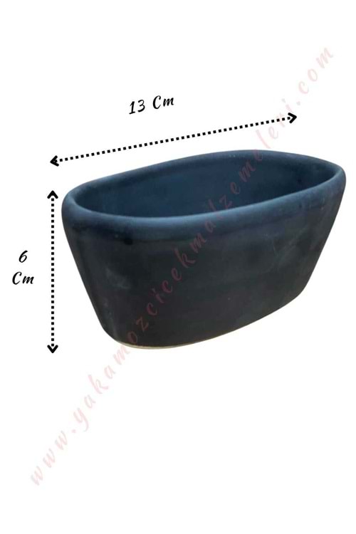 Seramik Skulent Kaktüs Saksısı Küçük Boy 13*6 Cm - Siyah