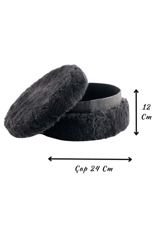 Siyah Silindir Peluş Çiçek Çikolata Hediye Kutusu Çap 24 Cm
