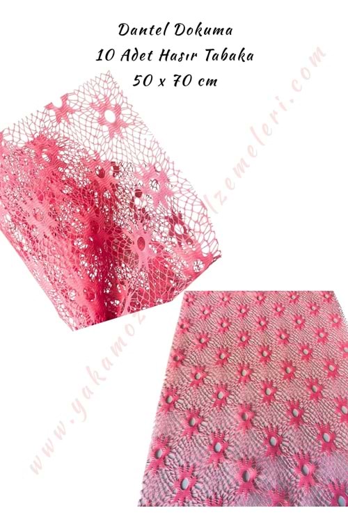 Hasır Tabaka - Dantel Desenli - İthal 50x70 Cm - Pembe