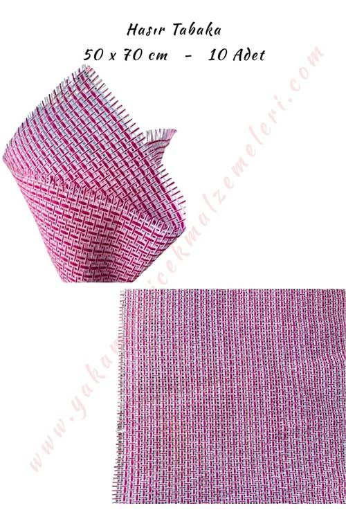 Hasır Tabaka - İthal 50x70 Cm - Pembe - Beyaz