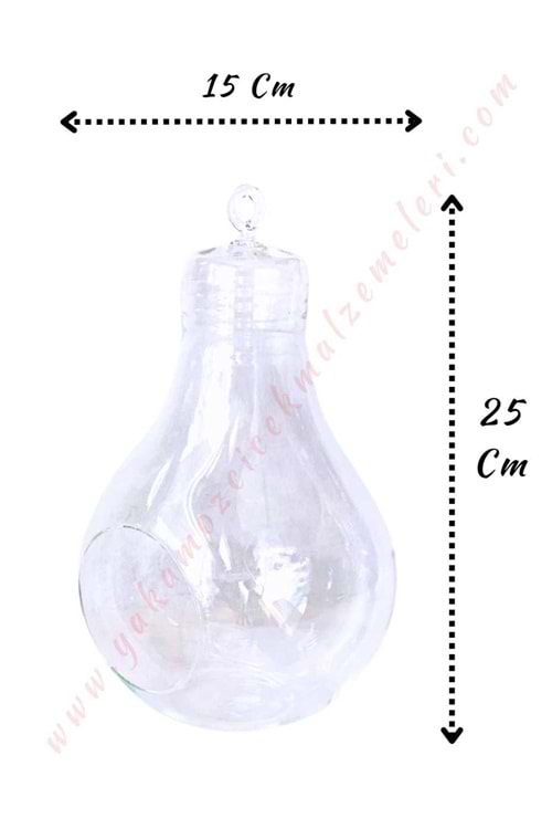 Dekoratif Asılabilir Mumluk Kandil Teraryum Boş Büyük Ampul 15*15*25 Cm YK-298