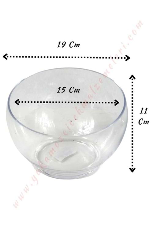 Kesik Cam Fanus Vazo Küçük 19*11 Cm Ağız Çapı 15 Cm CAM YK-275