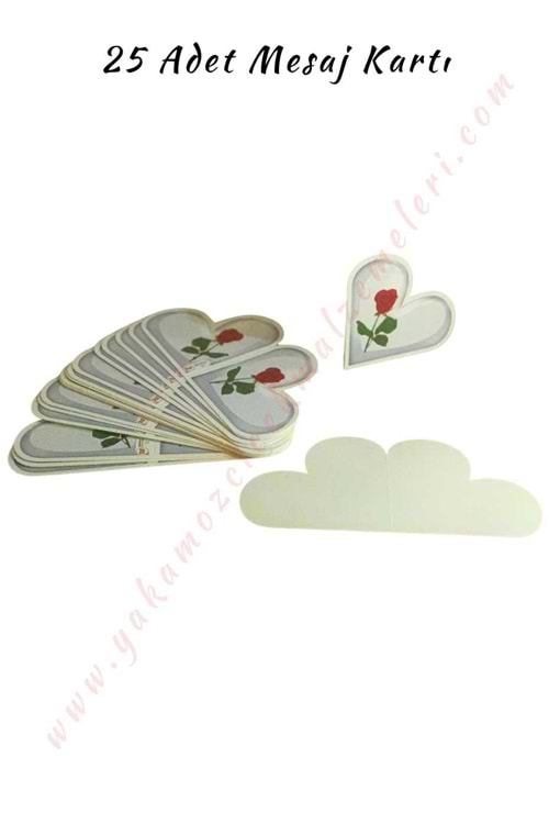 25 Adet Mesaj Kartı - Beyaz