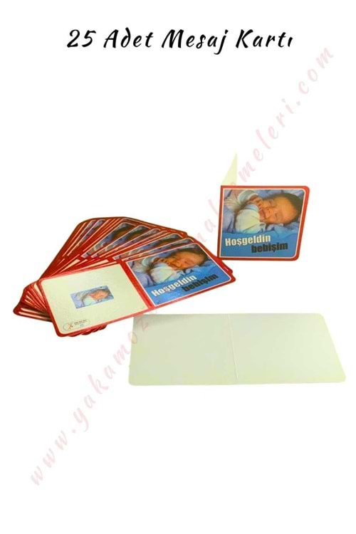 25 Adet Mesaj Kartı - Hoşgeldin Bebek Mavi