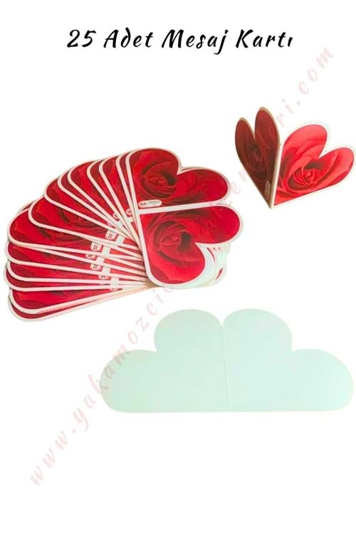 25 Adet Mesaj Kartı - Gül