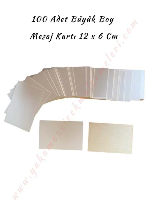 100 Adet Büyük Boy Mesaj Kartı 12*8 Cm - Beyaz
