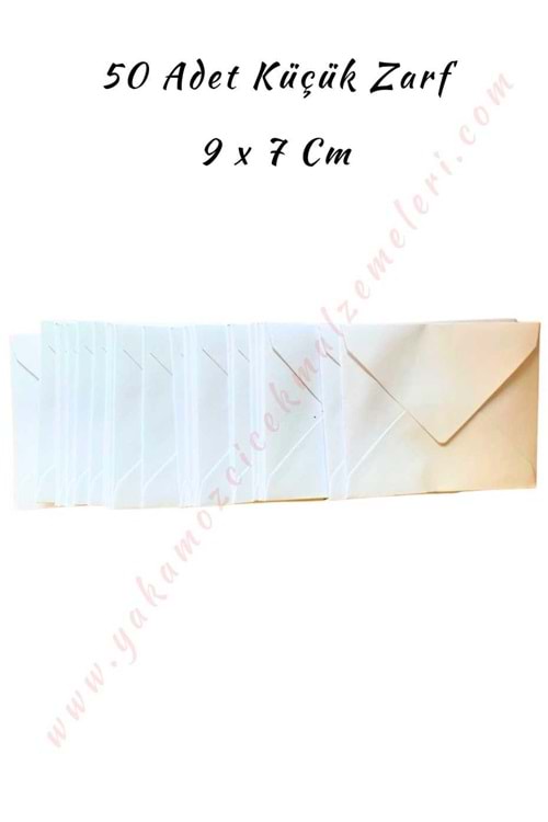 Kartvizit Zarf 50 Adet Küçük Boy 9*7 Cm - Beyaz