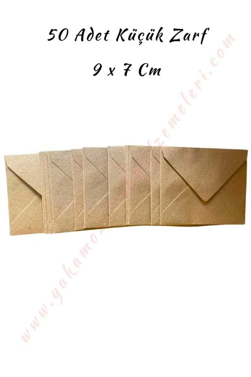 Kartvizit Zarf 50 Adet Küçük Boy 9*7 Cm - Kahverengi