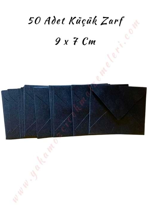 Kartvizit Zarf 50 Adet Küçük Boy 9*7 Cm - Siyah