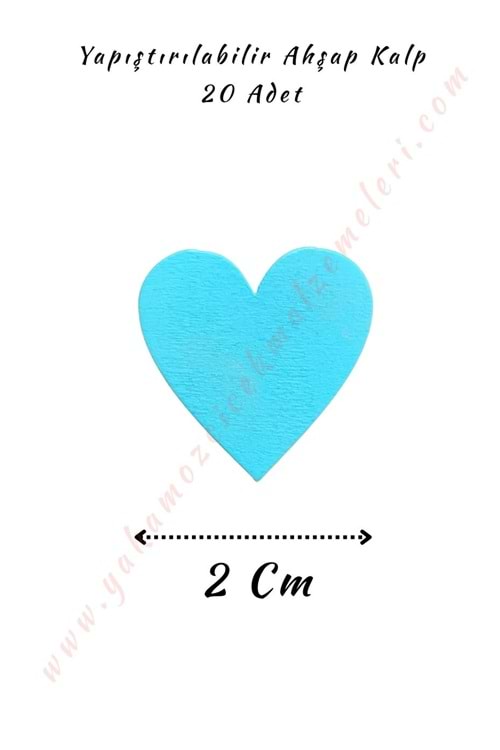 Yapıştırılabilir Ahşap Kalp 2 Cm - Mavi
