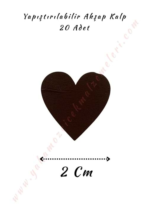 Yapıştırılabilir Ahşap Kalp 2 Cm - Siyah
