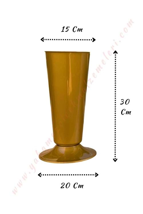 Plastik Çiçek Kovası Düz Küçük Çap 15 Cm Yükseklik 30 Cm V004 - Altın - Gold
