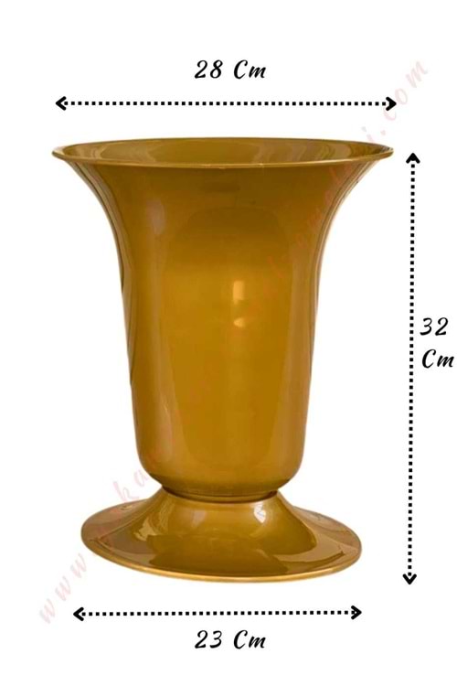 Plastik Çiçek Kovası Büyük Boy Çap 28 Cm Yükseklik 32 Cm V001 - Altın - Gold
